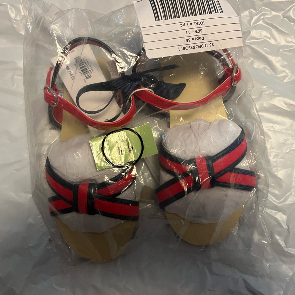 Janie and Jack Red and Navy Kids Sandals